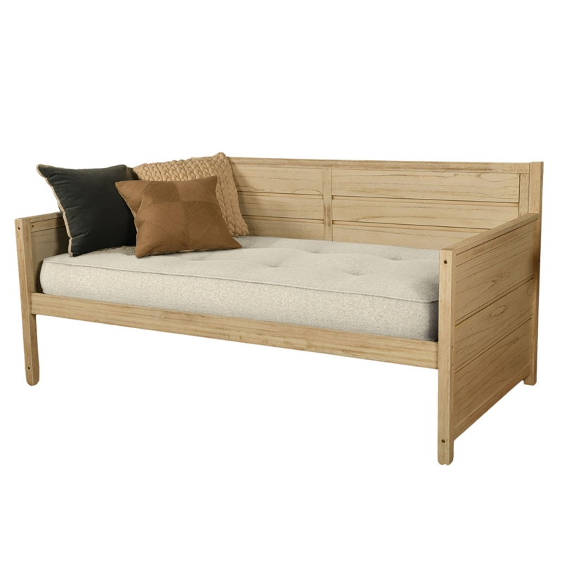 Twin-size Tufted Fabric Daybed Mattress in Canton Cream-Frame Not Included