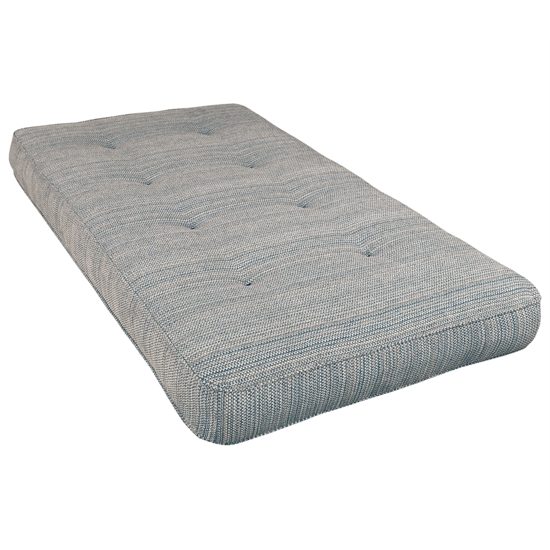 Twin-size Tufted Fabric Daybed Mattress in Seaport Blue-Frame Not Included