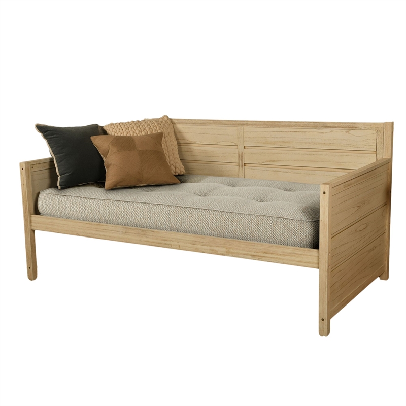 Twin-size Tufted Fabric Daybed Mattress in Woodsmoke Brown-Frame Not Included