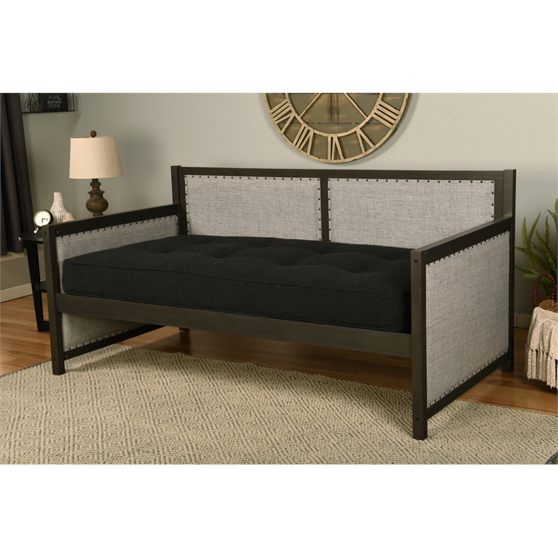 Kodiak Furniture Sloane Wood Daybed in Graystone Finish includes Black Mattress