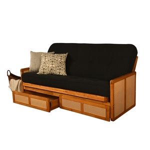 Kodiak Furniture Westport Full-size Wood Futon Set w/ Storage and Black Mattress