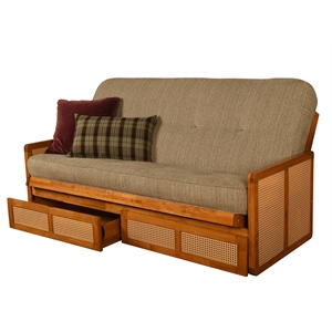 Kodiak Furniture Westport Full-size Wood Futon Set w/ Storage &  Brown Mattress