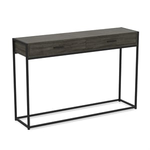 Safdie & Co. 48&quotL 2-Drawers Black Metal Console Table in Dark Grey Wood