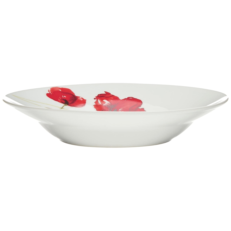 Safdie & Co. Porcelain Dinnerset 16 Piece Round Rim Ruby Poppi