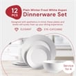 Safdie & Co. Porcelain Dinnerset 12 Piece Plain White Round Rim Aspen