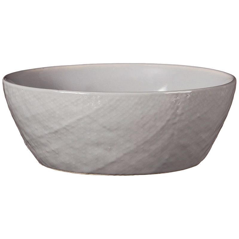 Safdie & Co. Stoneware Dinnerset 12 Piece Grey Linen Embossed