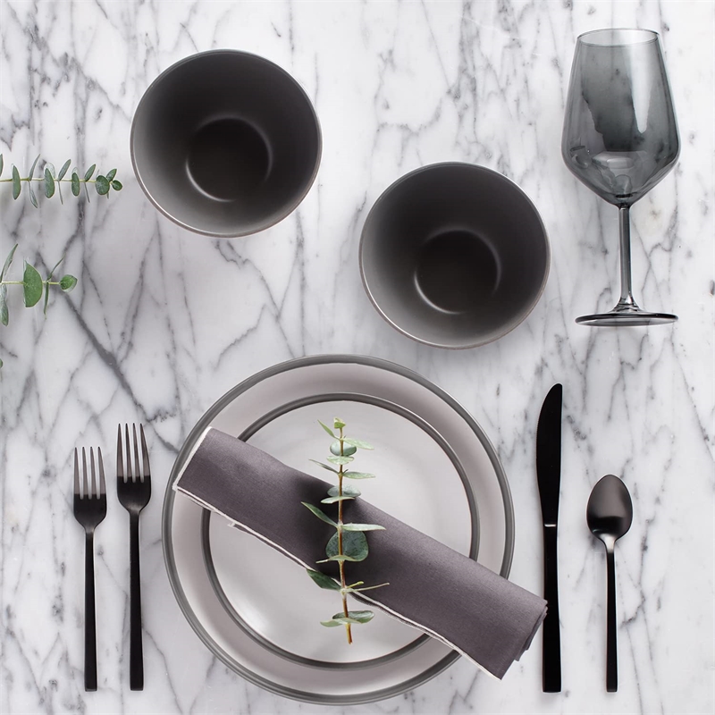 Safdie & Co. Stoneware Dinnerset 12 Piece 2-Tone Luna