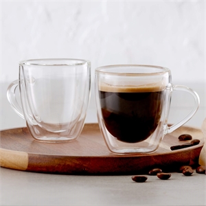 Safdie & Co. Espresso Glass Double Wall Handle 4 PC 75ML Barista