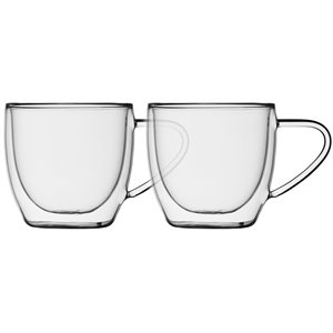 Safdie & Co. Cappuccino Glass Double Wall Handle 4 PC 225ML Barista
