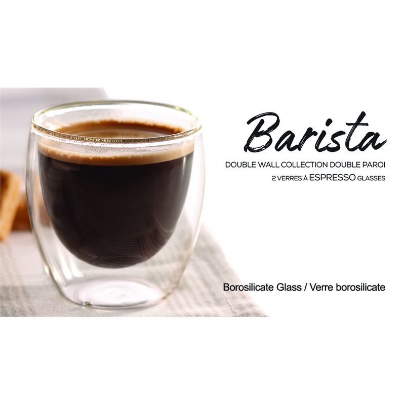 Safdie & Co. Espresso Glass Double Wall 4 PC Set 95ML Barista