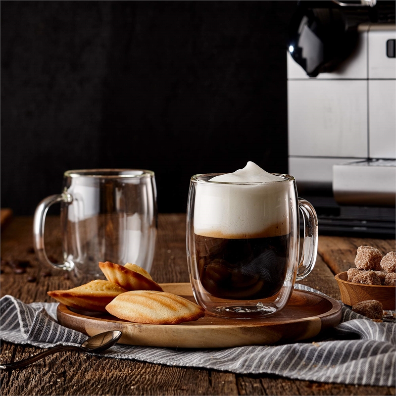 Safdie & Co. Cappuccino Glass Double Wall Mug 4 PC 250ML Barista