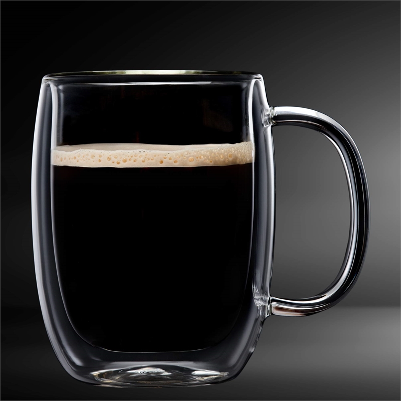Safdie & Co. Americano Glass Double Wall Mug 4 PC 350ML Barista