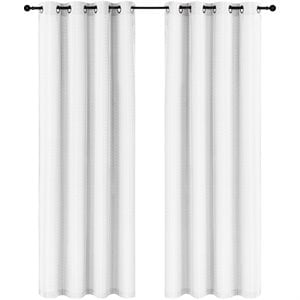 Safdie & Co. Wrinkle Free Curtain Jacquard Holli 96&quotL in White