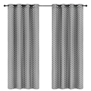 Safdie & Co. Wrinkle Free Curtain Jacquard Brayden 84&quotL in Grey