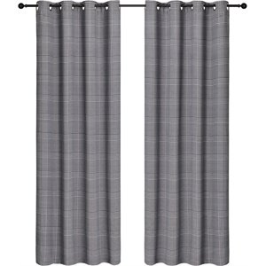 Safdie & Co. Curtain Room Darkening Houndstooth Check in Multi-Color (Set of 2)