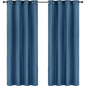 Safdie & Co. Wrinkle Free Curtain Jacquard Brayden 84&quotL in Navy