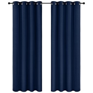 Safdie & Co. Wrinkle Free Curtain Jacquard Holli 84&quotL in Navy