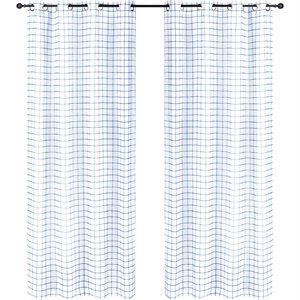 Safdie & Co. Wrinkle Free Curtain Sheer Check 84&quotL in Navy