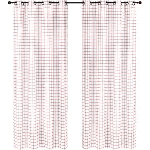 Safdie & Co. Wrinkle Free Curtain Sheer Check 84&quotL in Red