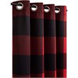 Safdie & Co. Curtain Room Darkening in Red/Black Check (Set of 2)
