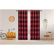 Safdie & Co. Curtain Room Darkening in Red/Black Check (Set of 2)