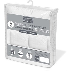 Safdie & Co. Quilted Standard Pillow Protector Cover in White (Set of 2)