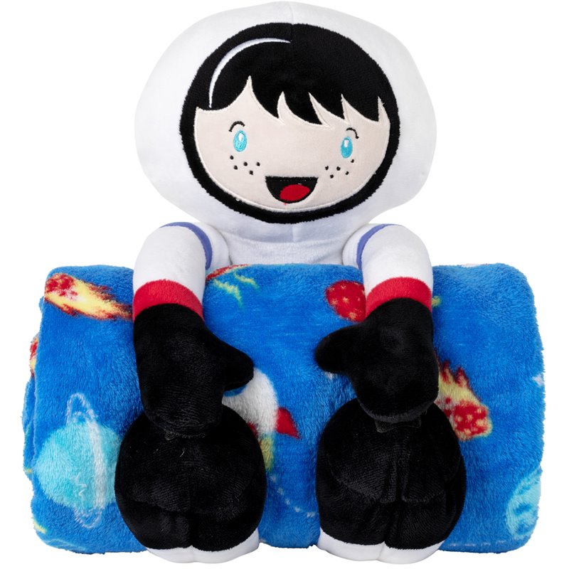 Safdie & Co. 2-piece Microfiber Astronaut Printed Throw & Toy Set in Multi-Color