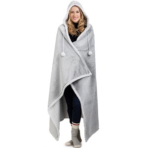 Safdie & Co. 0.5x51x71&quot Microfiber Oversize Hoodzy Blanket in Frosted Gray