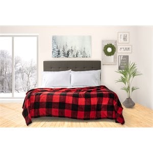 Safdie & Co. 60x80&quot Microfiber Buffalo Printed Plaid Ultra-Soft Blanket in Red