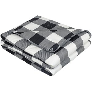 Safdie & Co. 48x72&quot Printed Microfiber Weighted Blanket in White and Black