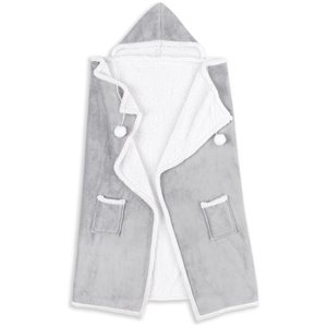 Safdie & Co. 52x72&quot Throw Wearable Cuddle Solid Flannel Hooded Blanket in Gray