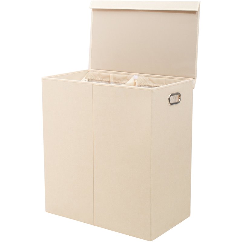 Safdie & Co. Laundry Hamper Double in Beige
