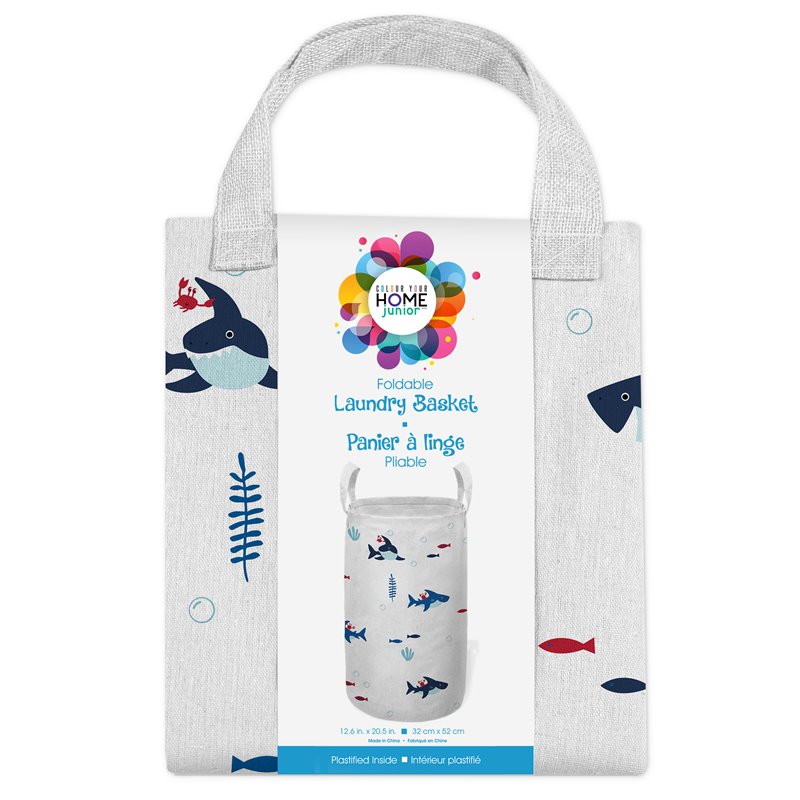 Safdie & Co. Printed Foldable Laundry Basket Shark Multi-Color
