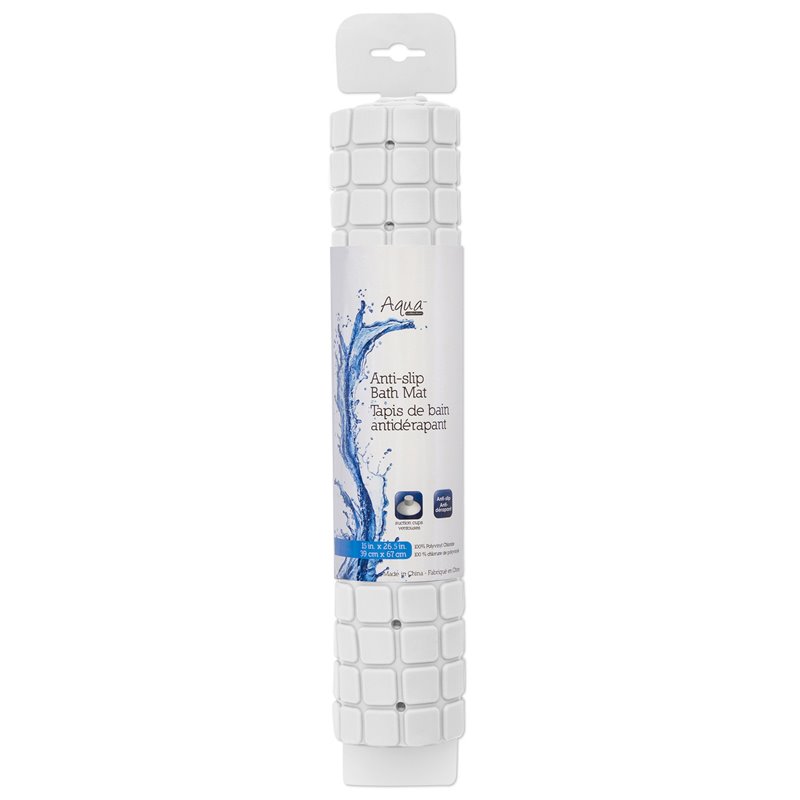 Safdie & Co. Bath Mat with Anti-Slip Suction Cups in White