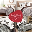 Safdie & Co. 3-piece Deer Microfiber Double Queen Comforter Set in Multi-Color