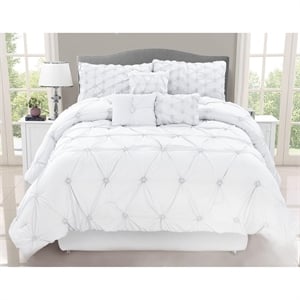 Safdie & Co. 7-piece Chateau Premium Microfiber Queen Comforter Set in White