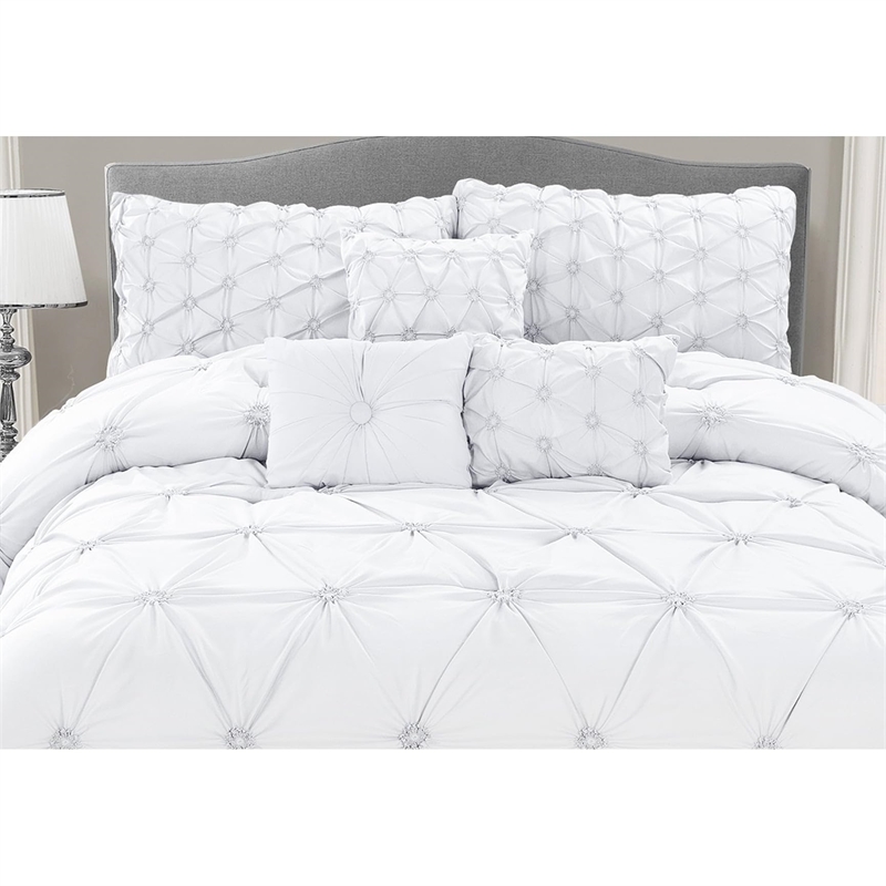 Safdie & Co. 7-piece Chateau Premium Microfiber Queen Comforter Set in White