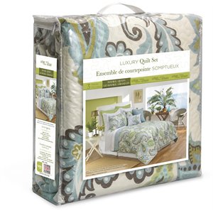Safdie & Co. 2-piece Katy Premium Microfiber Twin Quilt Set in Aqua Blue