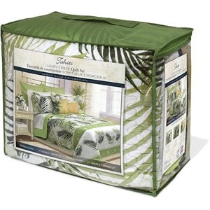 Safdie & Co. 4-Piece Premium Microfiber Twin Quilt Set in Green Tahiti