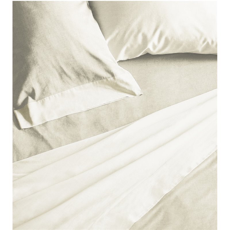 Safdie & Co. 4-piece Reversible Sateen Premium Cotton Queen Sheet Set in Natural