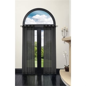 Safdie & Co. Wrinkle Free Curtain 86&quotL Bella Batiste in Black