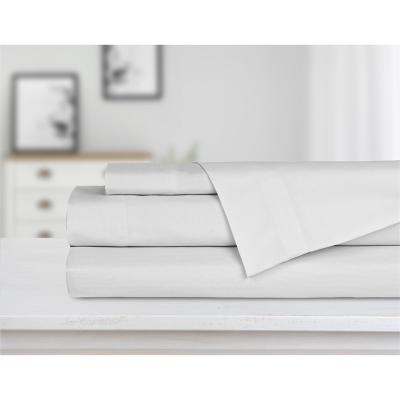 Safdie & Co. 3-piece Modern Polyester Solid Twin Sheet Set in Gray Finish