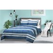 Safdie & Co. 3-piece Modern Polyester Stripe Double Queen Comforter Set in Blue