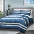 Safdie & Co. 3-piece Modern Polyester Stripe Double Queen Comforter Set in Blue