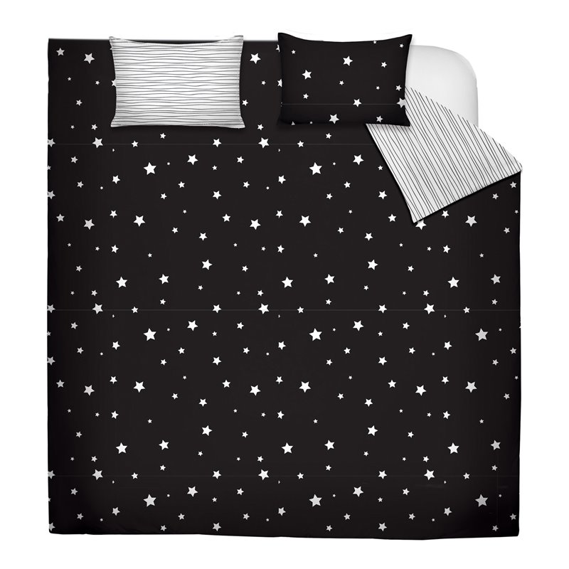 Safdie & Co. 3-piece Modern Polyester Stars Double Queen Comforter Set in Black