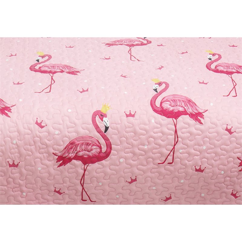 Safdie & Co. 3-piece Polyester Flamingo Double Queen Quilt Set in Multi-Color
