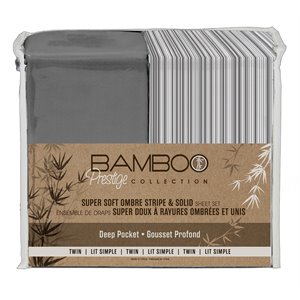 Safdie & Co. 3-piece Modern Polyester Solid Stripe Twin Sheet Set in Gray