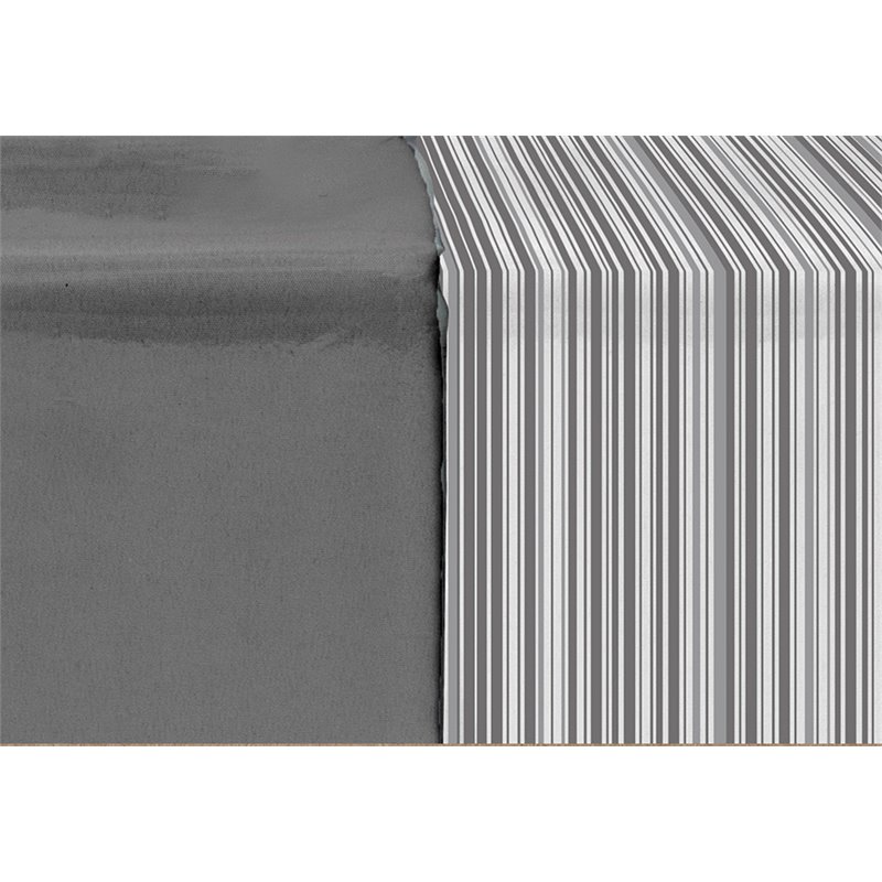 Safdie & Co. 4-piece Modern Polyester Solid Stripe Double Sheet Set in Gray