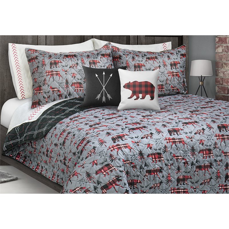 Safdie & Co. 3-piece Polyester Wild & Free King Quilt Set in Multi-Color