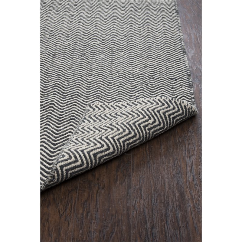 Twist 3' x 5' Chevron Black Off White Hand Woven Area Rug